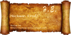 Heckman Ernő névjegykártya